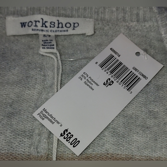 Workshop Gray with Multi Colored Stripes Long Sleeve Sweater NWT - Picture 6 of 7